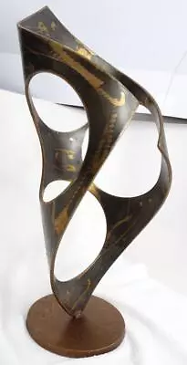 Abstract Modern Blackened Patterning Bronze 20” Sculpture Signed • $350