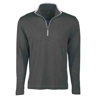 Page & Tuttle Coverstitch Heather Mock Neck Long Sleeve 14 Zip Pullover Top Mens • $10.99