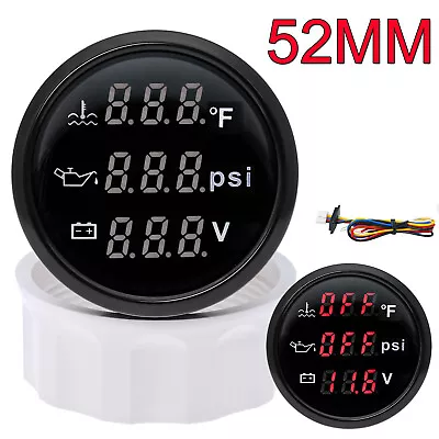 52mm 3in 1 Multi-Function Digital Gauge Water Temp Oil Pressure With Alarm 9-32V • $28.11