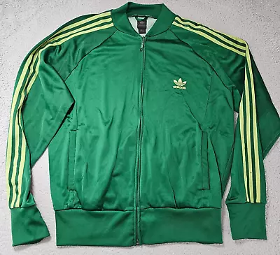 Vintage Adidas Originals Green Yellow Tracksuit Jacket Mens Large Brazil Jamaica • $59.89