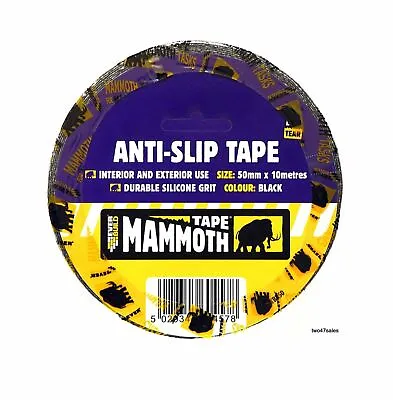Everbuild Black Weatherproof Silicone Grit Anti Slip Floor Mammoth Tape 50mm 10M • £6.49