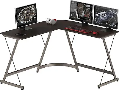 SHW Gaming Desk L-Shaped Office Computer Corner Table Espresso • $138.44