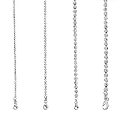 10K White Gold Solid 2mm-4mm Moon Diamond Cut Ball Bead Chain Necklace 16 - 30  • $251.98