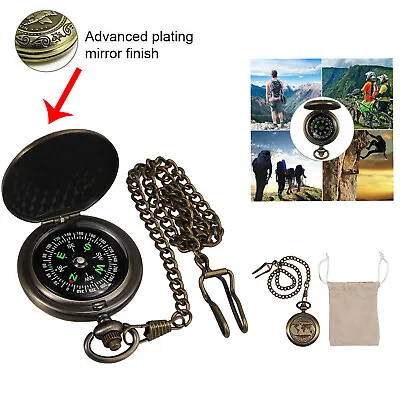 Compass Pocket Brass Watch Style Army Military  Camping Hiking Outdoor Tool • $12.39