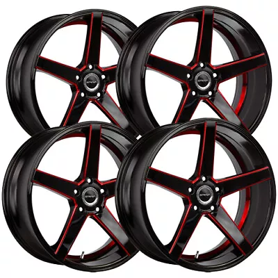 (Set Of 4) Strada S35 Perfetto 18x8 5x108 +40mm Black/Red Wheels Rims 18  Inch • $806