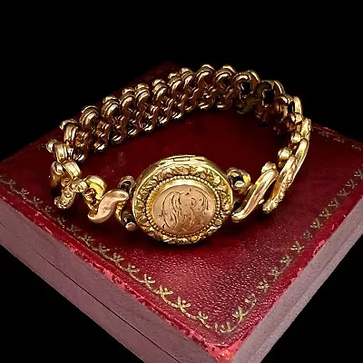 Antique Vintage Nouveau 14k Rose Gold Filled Sweetheart Expansion Bracelet 31.6g • $40