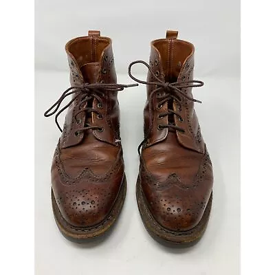 Vintage Brown Leather Wingtip Ankle Boots Mens Size 7.5EE • $65