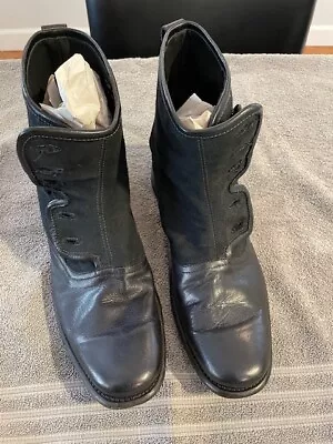 John Varvatos Black Bowery Button Boots Leather/CanvasUS10 Made In Italy EUC • $219.99