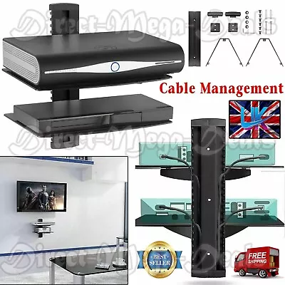 1/2/3 Tiers Wall Shelf Mount Glass Floating DVD Player Sky Box PS Xbox Console • £14.95