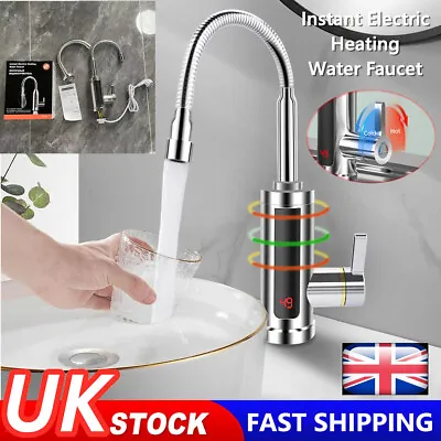 Electric Heating Tap Kitchen Bathroom Fast Instant Hot Water Heater Faucet 360° • £19.89