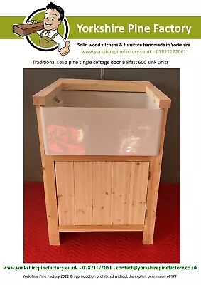 £303 • Buy FREE STANDING Solid Pine Single COTTAGE Door Belfast Sink Cabinet - SINK & WT