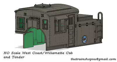 HO Scale West Coast-Willamette Cab &Tender For 2 Truck Roundhouse Shay • $50.12