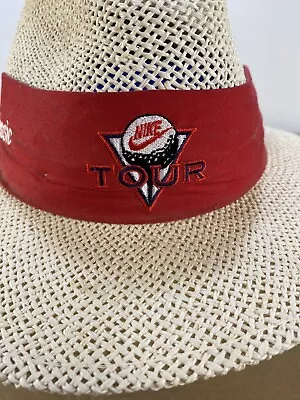 Vintage 80s 90s Nike Golf Tour Straw Hat Cap Gateway Classic Sun Visor Fishing • $84.99