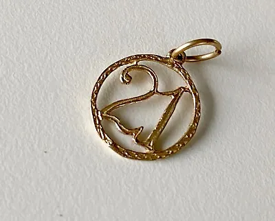 Vintage 21K Gold Number Twenty-One Charm # 21st Birthday Lucky Pendant 875 • £86.73