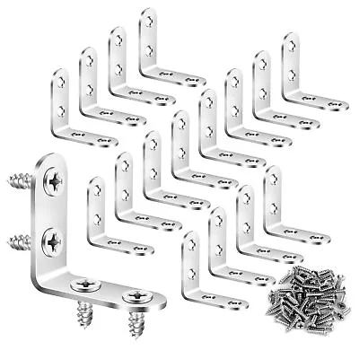 16 Pack Metal L Brackets Corner Braces Stainless Steel 90 Degree Shelf Support • $12.30