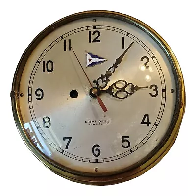 Vintage Eight Day Jeweld Boat Clock With Texas Flag Brass Colored Runs Great • $35