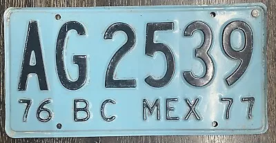 1976 1977 MEXICO License Plate BC BAJA CALIFORNIA AG2539 Vintage Decor Man Cave • $38