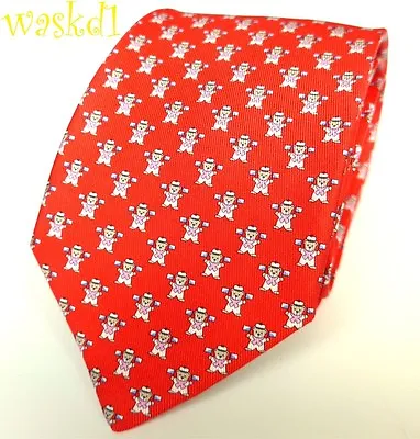 SALVATORE FERRAGAMO Red SAILOR BEARS With Signal Flags Silk MENS Tie NWT Authent • $149.99