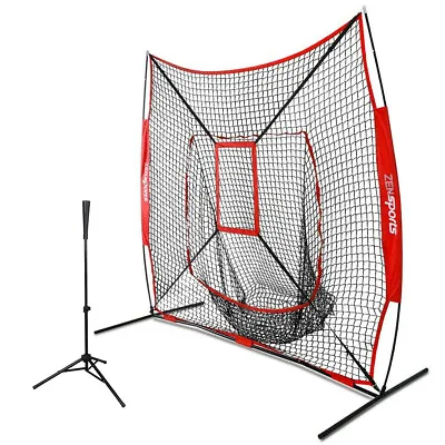 7'×7' Baseball Practice Net W/Strike Zone + Portable Batting Tee Training W/Bag • $58.58