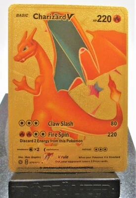 $3 • Buy Pokemon Charizard V HP 220 Gold Foil Fan Art Card 079/073 Mint