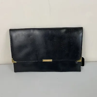 Fabretti Vintage Leather Travel Wallet Documents VTG Black Notes Card Slot • £17.99