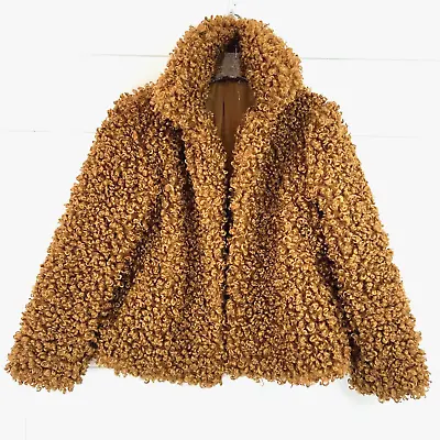 ZARA WOMAN OUTERWEAR Small Curly Faux Fur Mongolian Teddy Coat Jacket • $38.90