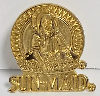 Sun-Maid Raisin Pin Gold Tone Logo Badge Lapel Hat Bag Gear Collectible Pinback • $9.99