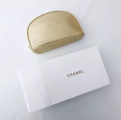 £31.11 • Buy Chanel Beauty Cosmetic Bag Clutch Brushes Pouch Gold Half-Moon Gifts Genuine