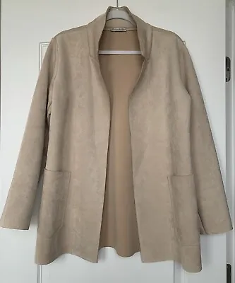 Zara Womens Blazer Style Size Large Faux Suede Jacket Beige/Cream • $20