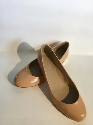 J.Crew Janey Patent Apricot Mist Flats W “Golden” Heel. Size 7.5 Made In Italy. • $94