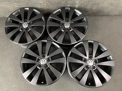 (4) VW Volkswagen Golf Satin Black Powder Wheels Rims + Caps 17  Hol.98488 Jetta • $749