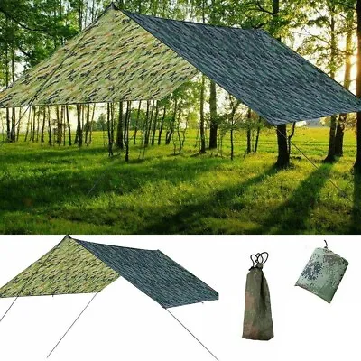 Waterproof Tent Tarp Rain Sun Shade Hammock Shelter Camping Picnic Pad Mat BS • £6.59