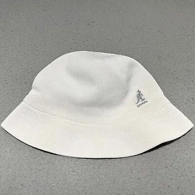 Kangol Bucket Hat Cap Youth Boys Large White Gray Logo Tropic Casual 1804BC • £23.99