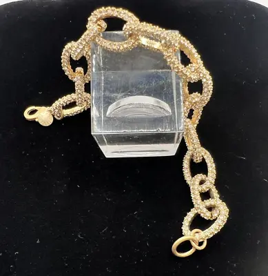J. Crew Pave' Chain Link Bracelet W/ Tiny Rhinestones Gold Brass Plated Elegant • $28.50