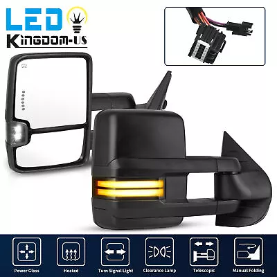 For 07-13 Chevy Silverado 1500 Power Heated Tow Mirrors Dynamic LED Turn Signal • $123.90