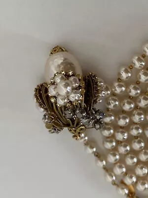 Sign Miriam Haskell Huge Pear Shaped Pearls Baroque Rhinestone Necklace Jewelry • $9.99