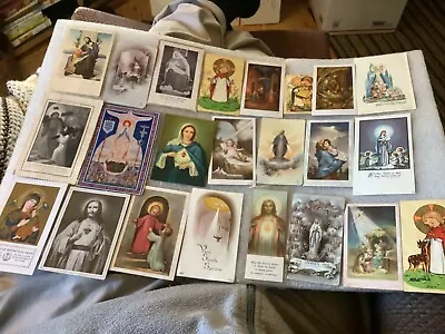$19.99 • Buy Lot Of 23 Vintage & Antique Catholic Holy Prayer Cards, 1950’s