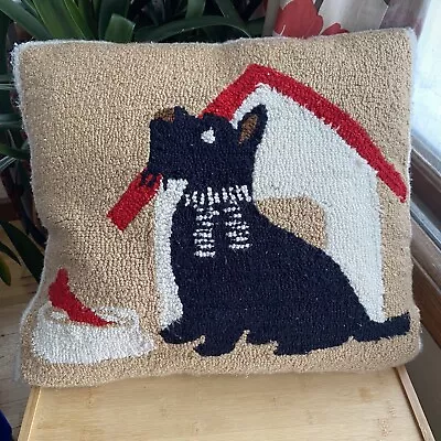 Macys Martha Stewart Collection Hooked Scottie Dog House Decorative Throw Pillow • $20