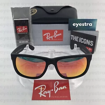 Ray-Ban Justin Polarised Sunglasses RB4165 622/6Q 54 Matte Black Frame Red Lens • $139.99