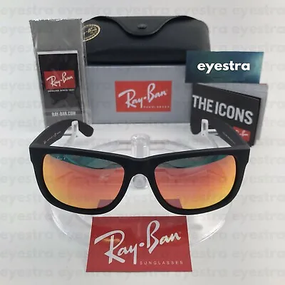 $139.99 • Buy Ray-Ban Justin Polarized Sunglasses Matte Black Red Lens RB4165 622/6Q 54mm