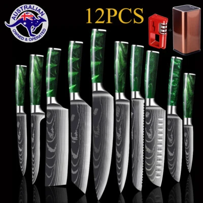 $24.98 • Buy Kitchen Knife Set German Steel Japanese Damascus Pattern Cleaver Chef Knives AU