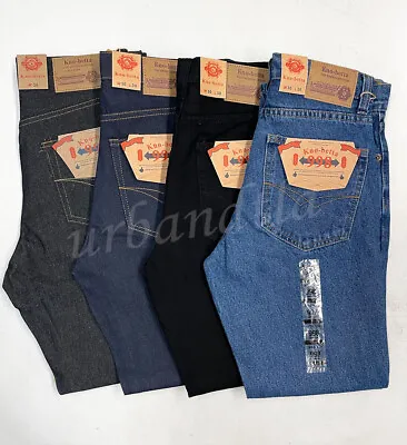 Men's Regular Fit Straight Leg Denim Jeans Size 30-50 Kno Betta • $19.95