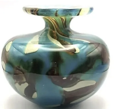 Beautiful Marble Pattern Glass Vase Possibly Mdina • £28