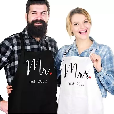 Prazoli His And Her Aprons - Mr Mrs Couples Engagement Gift  Cute Bridal Shower • £9.99