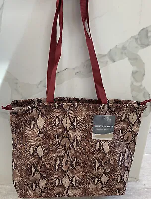 Created For Macys Tote Snakeskin Print Bag Drawstring Handbag Lightweight New • $7.99