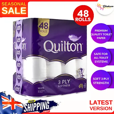 $29.83 • Buy 48x Quilton Toilet Paper Tissue Rolls 3-Ply 180 Sheets - Free Postage Best Price