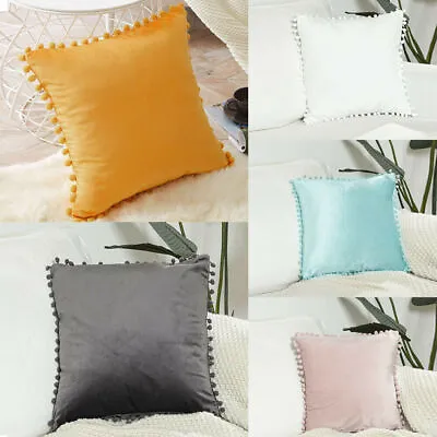 £2.99 • Buy Home Decor 18 X18  Particles Velvet Pom-poms Sofa Soft Cushion Cover Pillowcase