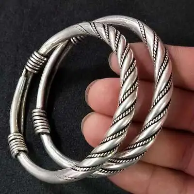 Tibetan Silver Miao Silver Bracelet Ethnic Twist-shaped Foot Silver Bracelet   • $19.99