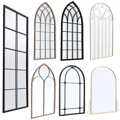 Large Window Mirror Wall Mounted Metal Frame Indoor Outdoor Church Garden Decor • £59.95