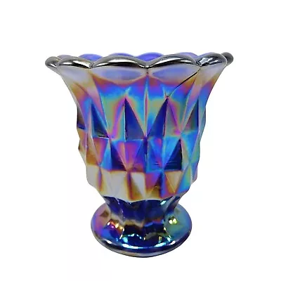 Vintage Cobalt Iridescent Blue Carnival Glass Toothpick Holder Imperial Glass • $16.50